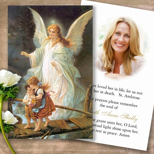 Begrafenisverlies Angel Memorial Gebed Sympathie C Visitekaartje