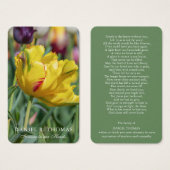 Begrafenisverlies Gele Tulp Gebed Sympathie Kaarte Visitekaartje (Voorkant /achterkant)