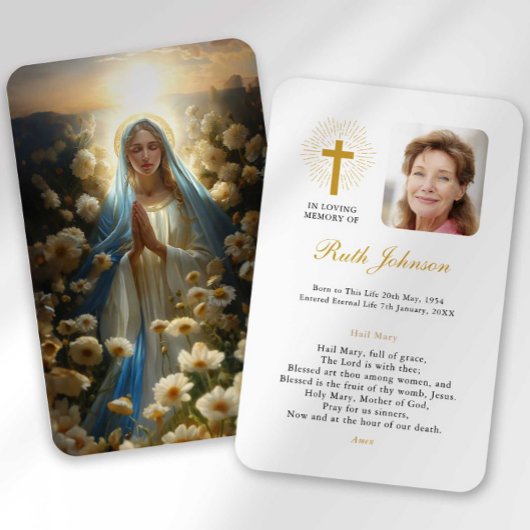 Begrafenisverlies Hail Mary Prayer Sympathy Card Visitekaartje