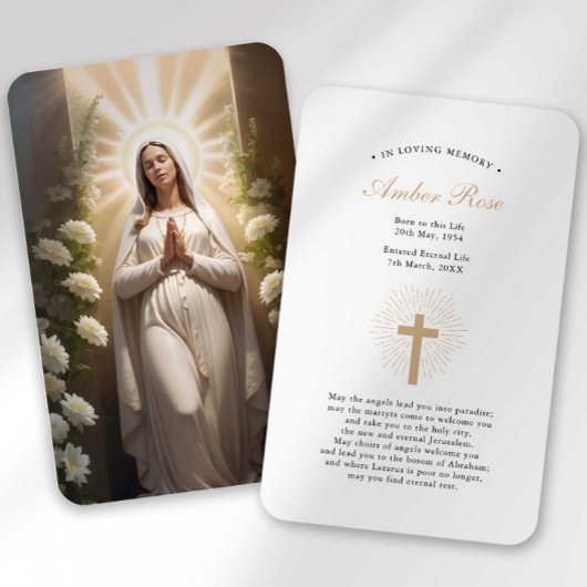 Begrafenisverlies Hail Mary Prayer Sympathy Card Visitekaartje