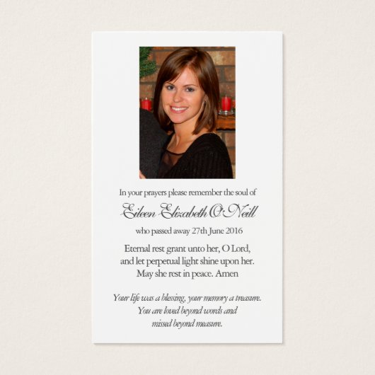 Begrafenisverlies Zachte Moeder Gebed Sympathie Ka Visitekaartje (Achterkant)