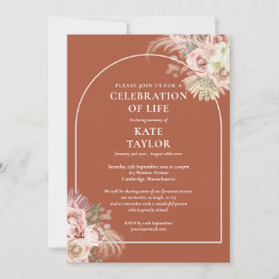 begrafenisviering van de Floral Pampas Grass Kaart