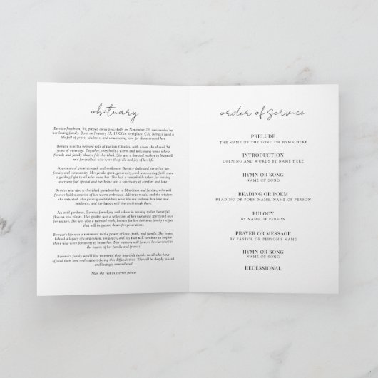 Begrafenisviering van het Life-programma Bedankkaart (Binnen)