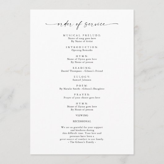 Begrafenisvolgorde van de dienst Viering van het l Programma (Achterkant)
