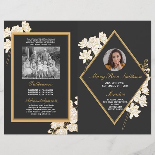 Begrafenisvolgorde van levensduur Dark Floral Flyer (Voorkant)