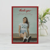 begrensd enkelvoudig foto-afstuderen bedankkaart (Staand voorkant)