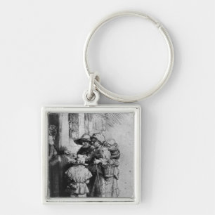 Begrepen op de deur van een huis, 1648 sleutelhanger