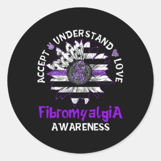 Begrijp liefde Zonnebloem Fibromyalgie Bewustzijn  Ronde Sticker