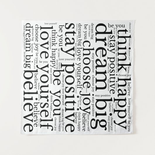 Begripend woordgebruik WordArt Pattern Black White Wandkleed (Voorkant (horizontaal))