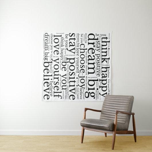 Begripend woordgebruik WordArt Pattern Black White Wandkleed (In Situ (horizontaal))