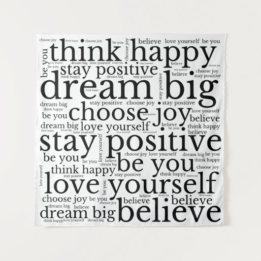 Begripend woordgebruik WordArt Pattern Black White Wandkleed (Voorkant)