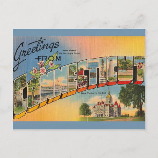 Begroeting Connecticut Vintage Ansichtkaart Briefkaart