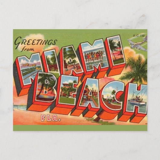 Begroeting Miami Beach Briefkaart (Voorkant)