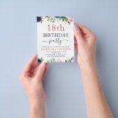 Begroting 18e zeemaand blauw bleekroze flora flyer (Hand)