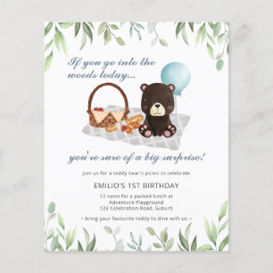 Begroting 1e verjaardag Teddy Bear Picnic Blue