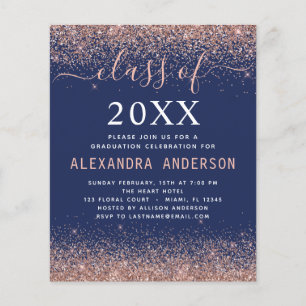 Begroting 2023 Navy Blue Afstuderen Pink Glitter Flyer