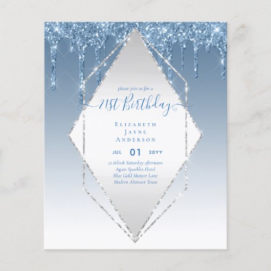 BEGROTING 21e Verjaardag Druppelende Glitters Glam Flyer (Voorkant)