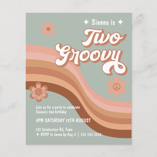 Begroting 2 Groovy Retro Daisy Sage Pink nodigt ui (Voorkant)