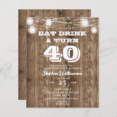Begroting 40th Birthday Barn Wood Eat Drink & Draa (Voorkant / Achterkant)