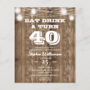 Begroting 40th Birthday Barn Wood Eat Drink & Draa