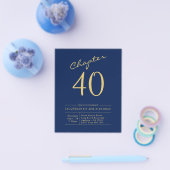 Begroting 40th Birthday Invitation Navy Blue Flyer (Enkel)