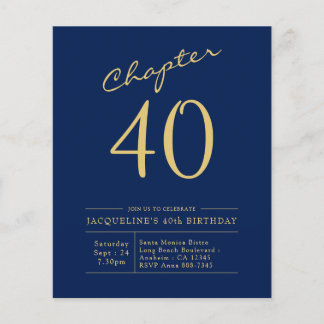 Begroting 40th Birthday Invitation Navy Blue Flyer