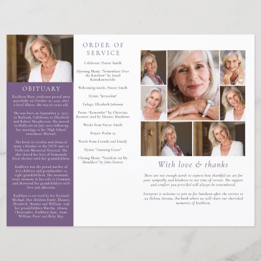 Begroting 4-pagina Floral Peony Funeral Programme (Achterkant)