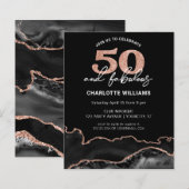 Begroting 50 Fabulous Roos Glitter Birthday Invite (Voorkant / Achterkant)