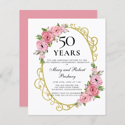 Begroting 50e Jubileum - Roze Floral (Voorkant / Achterkant)