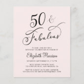 Begroting 50e verjaardag Roze uitnodiging (Voorkant)