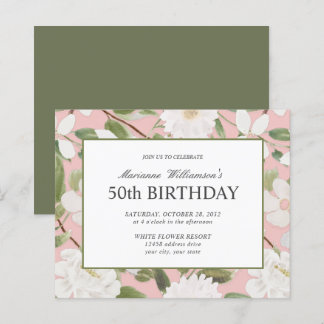 Begroting 50th Birthday Feminine White Flowers Pin