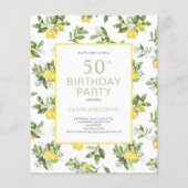 Begroting 50th Birthday Lemon Citrus Invitation (Voorkant)