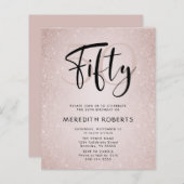 Begroting 50th Birthday Modern Script Birthday Inv (Voorkant / Achterkant)