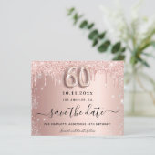 Begroting 60e verjaardag roos glitter sparen de da (Staand voorkant)