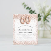Begroting 60e verjaardag roos gouden uitnodiging (Staand voorkant)