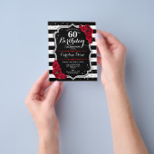 Begroting 60th Birthday Black White Silver Invite Flyer (Hand)