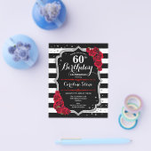 Begroting 60th Birthday Black White Silver Invite Flyer (Enkel)