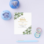 Begroting 60th Birthday Eucalyptus Invitation Flye Flyer (Enkel)