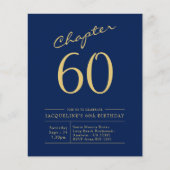 Begroting 60th Birthday Invitation Navy Blue Flyer (Voorkant)