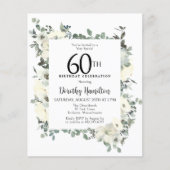 Begroting 60th Birthday White Floral Invitation (Voorkant)
