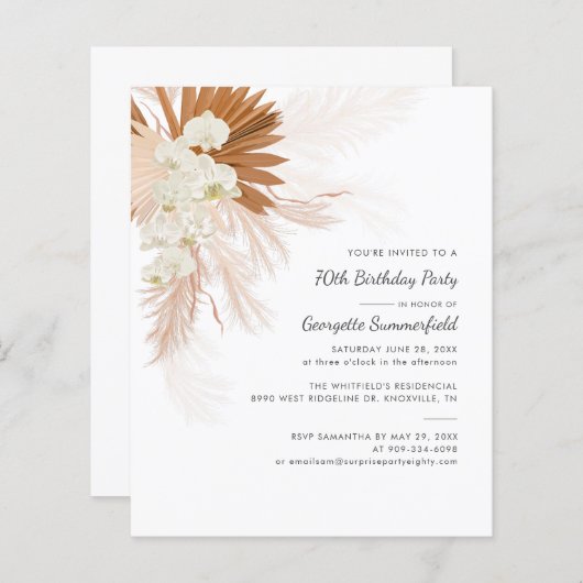 Begroting 70e verjaardag Pampas Grass (Voorkant / Achterkant)