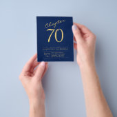 Begroting 70th Birthday Invitation Navy Blue Flyer (Hand)