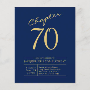 Begroting 70th Birthday Invitation Navy Blue Flyer