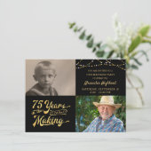 Begroting 75e verjaardag 2 Uitnodiging voor fotobe (Staand voorkant)