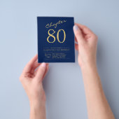 Begroting 80th Birthday Invitation Navy Blue Flyer (Hand)