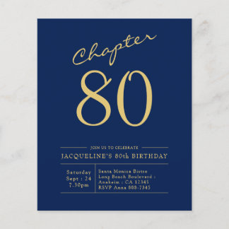 Begroting 80th Birthday Invitation Navy Blue Flyer