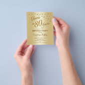 Begroting 80th Birthday Party - Gold Invite Flyer (Hand)