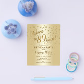 Begroting 80th Birthday Party - Gold Invite Flyer (Enkel)
