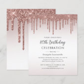 Begroting 80th Birthday Party Roos Gold Invitation (Voorkant / Achterkant)