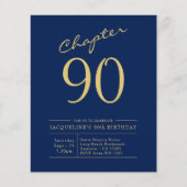 Begroting 90th Birthday Invitation Navy Blue Flyer (Voorkant)
